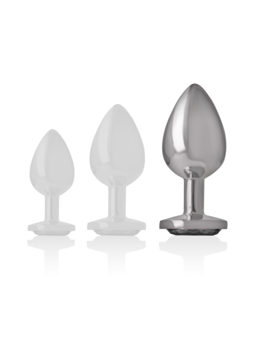 INTENSE - PLUG ANAL METAL ALUMINIO CON CRISTAL NEGRO TALLA L