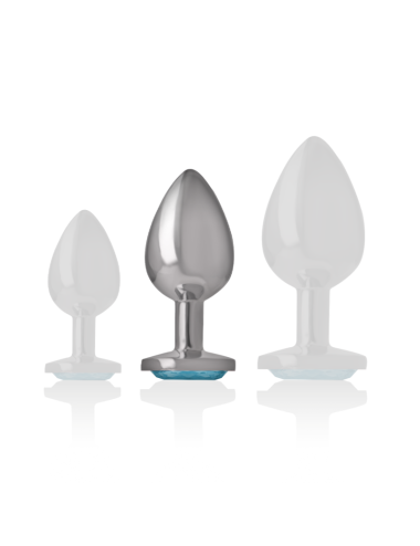 INTENSE - PLUG ANAL METAL ALUMINIO CON CRISTAL AZUL TALLA M