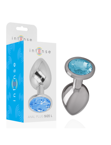 INTENSE - PLUG ANAL METAL ALUMINIO CON CRISTAL AZUL TALLA L