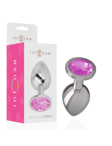 INTENSE - PLUG ANAL METAL ALUMINIO CON CRISTAL ROSA TALLA S