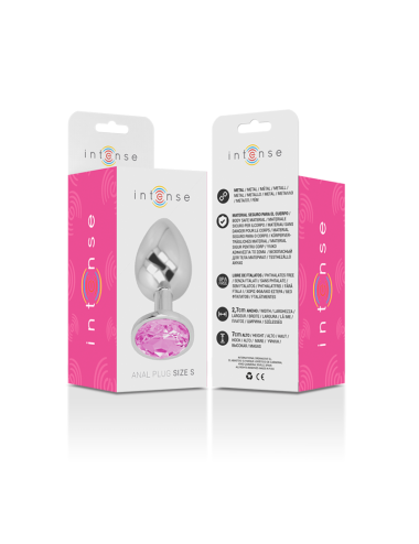 INTENSE - PLUG ANAL METAL ALUMINIO CON CRISTAL ROSA TALLA S