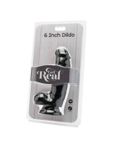 GET REAL - DILDO 12 CM CON TESTICULOS NEGRO