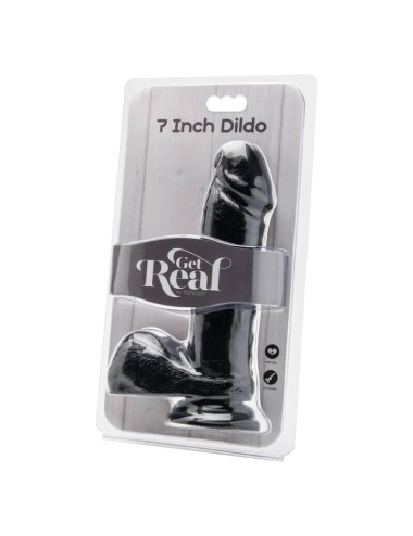 GET REAL - DILDO 18 CM CON TESTICULOS NEGRO