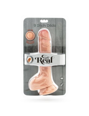 GET REAL - DUAL DENSITY DILDO 25,5 CM CON TESTICULOS NATURAL