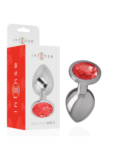 INTENSE - PLUG ANAL METAL ALUMINIO CON CRISTAL ROJO TALLA S
