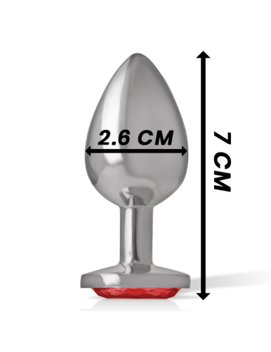 INTENSE - PLUG ANAL METAL ALUMINIO CON CRISTAL ROJO TALLA S
