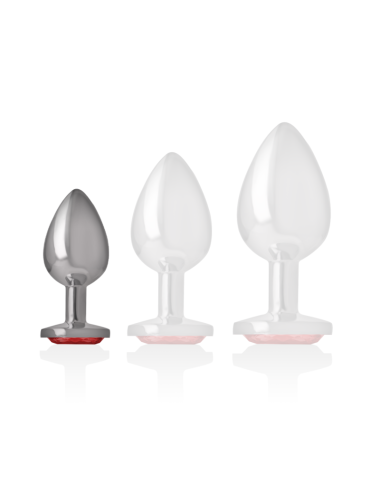 INTENSE - PLUG ANAL METAL ALUMINIO CON CRISTAL ROJO TALLA S