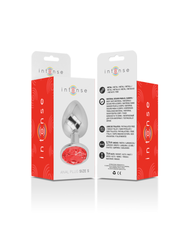 INTENSE - PLUG ANAL METAL ALUMINIO CON CRISTAL ROJO TALLA S