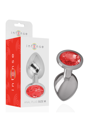 INTENSE - PLUG ANAL METAL CON CRISTAL ROJO TALLA M