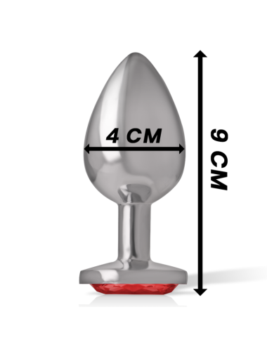 INTENSE - PLUG ANAL METAL ALUMINIO CON CRISTAL ROJO TALLA L