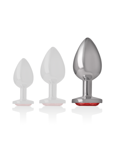 INTENSE - PLUG ANAL METAL ALUMINIO CON CRISTAL ROJO TALLA L