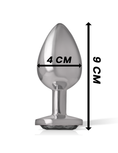 INTENSE - PLUG ANAL METAL ALUMINIO CON CRISTAL NEGRO TALLA L