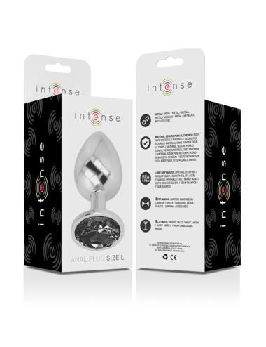 INTENSE - PLUG ANAL METAL ALUMINIO CON CRISTAL NEGRO TALLA L