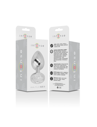 INTENSE - PLUG ANAL METAL ALUMINIO CON CRISTAL PLATA TALLA S