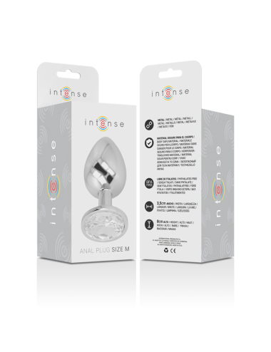 INTENSE - PLUG ANAL METAL ALUMINIO CON CRISTAL PLATA TALLA M