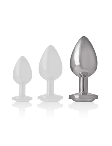 INTENSE - PLUG ANAL METAL ALUMINIO CON CRISTAL PLATA TALLA L