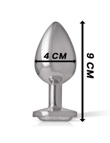 INTENSE - PLUG ANAL METAL ALUMINIO CON CRISTAL PLATA TALLA L