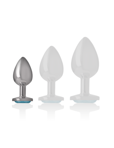 INTENSE - PLUG ANAL METAL ALUMINIO CON CRISTAL AZUL TALLA S