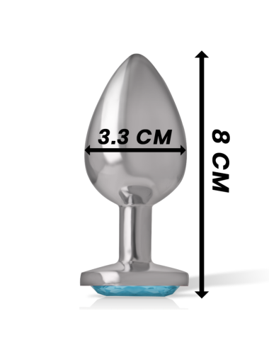 INTENSE - PLUG ANAL METAL ALUMINIO CON CRISTAL AZUL TALLA M