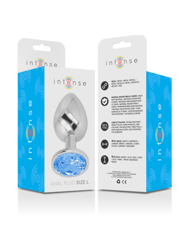 INTENSE - PLUG ANAL METAL ALUMINIO CON CRISTAL AZUL TALLA L