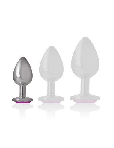 INTENSE - PLUG ANAL METAL ALUMINIO CON CRISTAL ROSA TALLA S