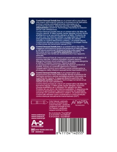 CONTROL SENSUAL DOTS & LINES PUNTOS Y ESTRIAS 12 UDS