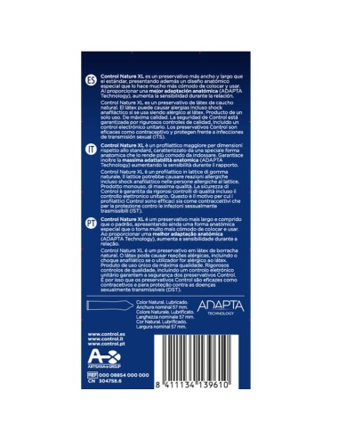 CONTROL ADAPTA  NATURE XL PRESERVATIVOS 12 UNIDADES