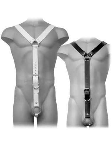 LEATHER BODY HARNESS MEN BLANCO