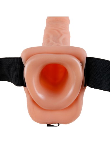 FETISH FANTASY SERIES 7" HOLLOW STRAP-ON WITH BALLS 17.8CM NATURAL