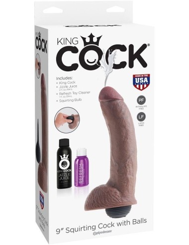 KING COCK - PENE REALISTICO EYACULADOR MARRON 22.86 CM