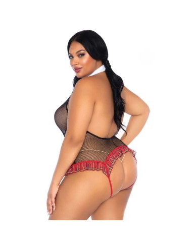 LEG AVENUE - TEDDY COLEGIALA CON ABERTURA TALLA PLUS