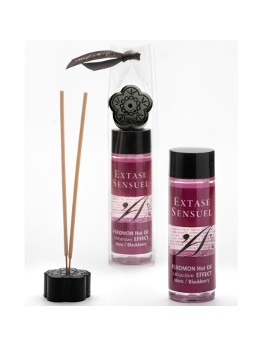 EXTASE SENSUAL - ACEITE MASAJE EFECTO CALOR CON FEROMONAS MORA 100 ML