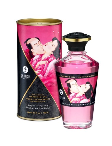 SHUNGA - ACEITE MASAJE EFECTO CALOR SABOR INTENSO FRAMBUESA 100 ML