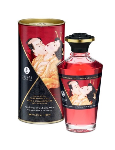 SHUNGA - ACEITE MASAJE EFECTO CALOR FRESAS Y CAVA 100 ML