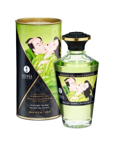 SHUNGA - ACEITE MASAJE EFECTO CALOR SABOR SORBETE DE MEDIANOCHE 100 ML