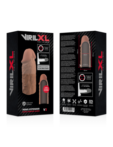 VIRILXL - EXTENSION DE PENE LIQUID SILICONE V3 MARRON