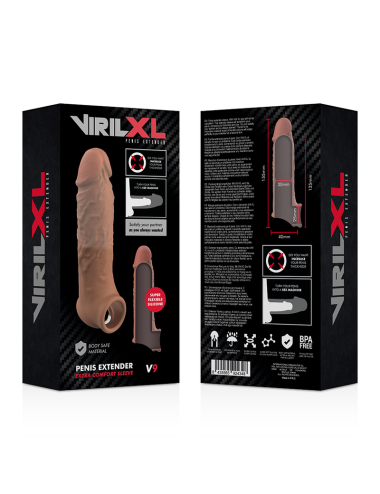 VIRILXL - EXTENSION DE PENE LIQUID SILICONE V9 MARRÓN