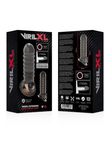 VIRILXL - EXTENSION Y FUNDA  DE PENE  V15 NEGRO