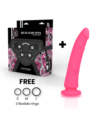 DELTA CLUB - TOYS ARNES + DILDO ROSA SILICONA MEDICA 17 CM -O- 3 CM