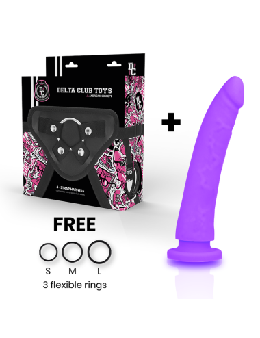 DELTA CLUB - TOYS ARNES + DILDO LILA SILICONA MEDICA 17 CM -O- 3 CM