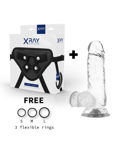X RAY - ARNÉS + DILDO REALISTA TRANSPARENTE 15.5 CM -O- 3.5 CM