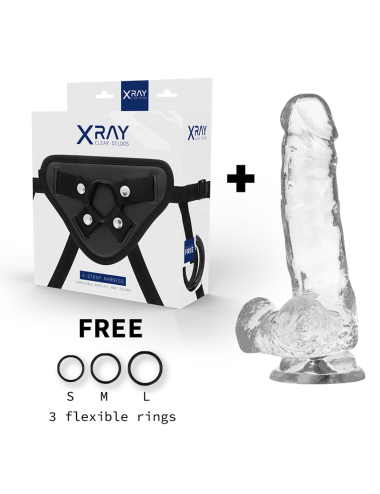 X RAY - ARNÉS + DILDO REALISTA TRANSPARENTE 18.5 CM -O- 3.8 CM