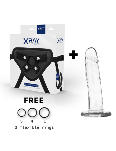 X RAY - ARNÉS + DILDO TRANSPARENTE 18 CM -O- 4 CM