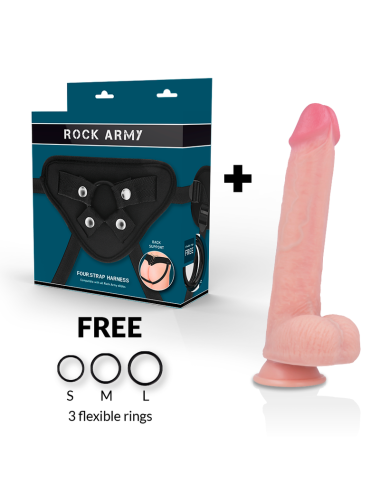 ROCKARMY - ARNÉS + LIQUID SILICONE DILDO PREMIUM KINGCOBRA 24 CM -O- 4.77 CM