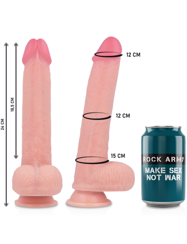 ROCKARMY - ARNÉS + LIQUID SILICONE DILDO PREMIUM KINGCOBRA 24 CM -O- 4.77 CM