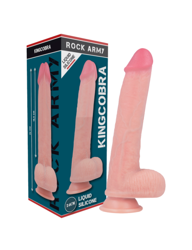 ROCKARMY - ARNÉS + LIQUID SILICONE DILDO PREMIUM KINGCOBRA 24 CM -O- 4.77 CM