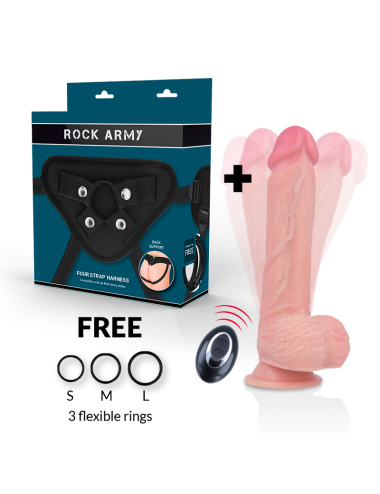 ROCKARMY - ARNÉS + LIQUID SILICONE VIBRADOR CONTROL REMOTO PREMIUM APACHE 20.5 CM -O- 4.62 CM