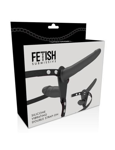 FETISH SUBMISSIVE HARNESS - DOBLE PENETRACIÓN VIBRADOR NEGRO