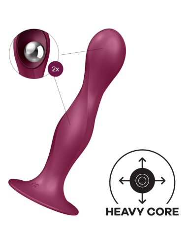 SATISFYER - DOUBLE BALL-R DILDO SILICONA GRANATE