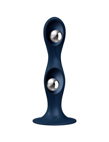SATISFYER - DOUBLE BALL-R DILDO SILICONA AZUL